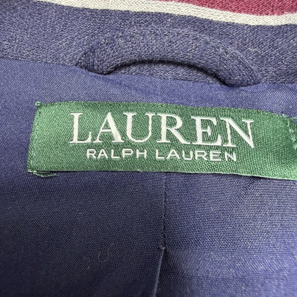 Lauren Ralph Lauren Women XL Stripe Blazer Jacket Gold Button Red White Blue EUC - Picture 8 of 12